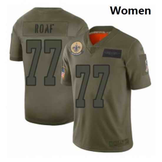 Womens New Orleans Saints 77 Willie Roaf Limited Camo 2019 Salute to Service Football Jersey
